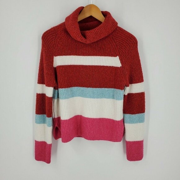 ABOUND Red Tango Sarah‎ Stripe Turtleneck Sweater - Picture 1 of 10